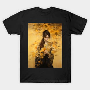 Japanese Girl With Flowers T-Shirt